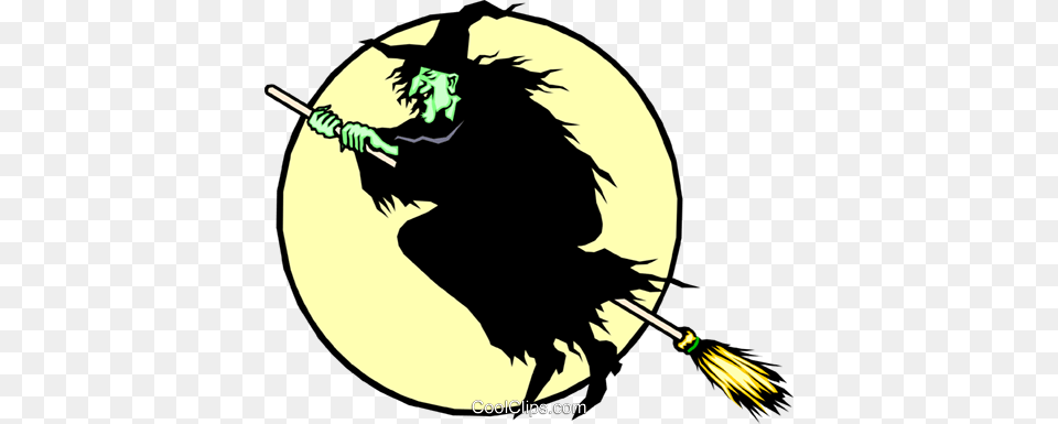 Witch On A Broomstick Royalty Free Vector Clip Art Illustration, Person, Face, Head, Cleaning Png Image