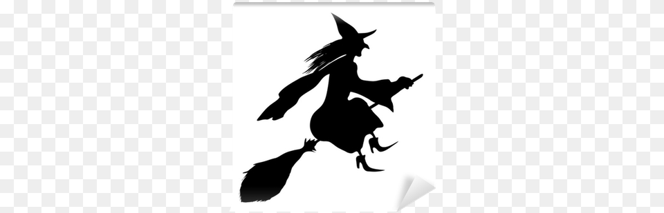 Witch On A Broomstick Witch On A Broom, Silhouette, Stencil, Animal, Fish Png