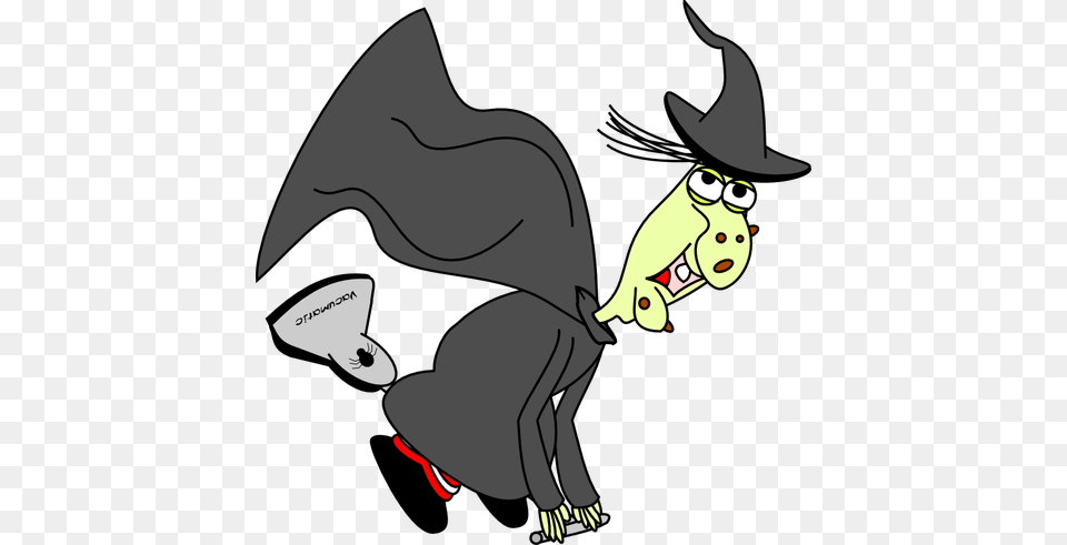 Witch On A Vacuum Cleaner Vector Drawing, Cartoon, Adult, Female, Person Free Png