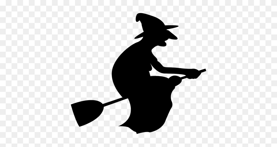 Witch On Broom, Silhouette, Stencil, Animal, Bird Png