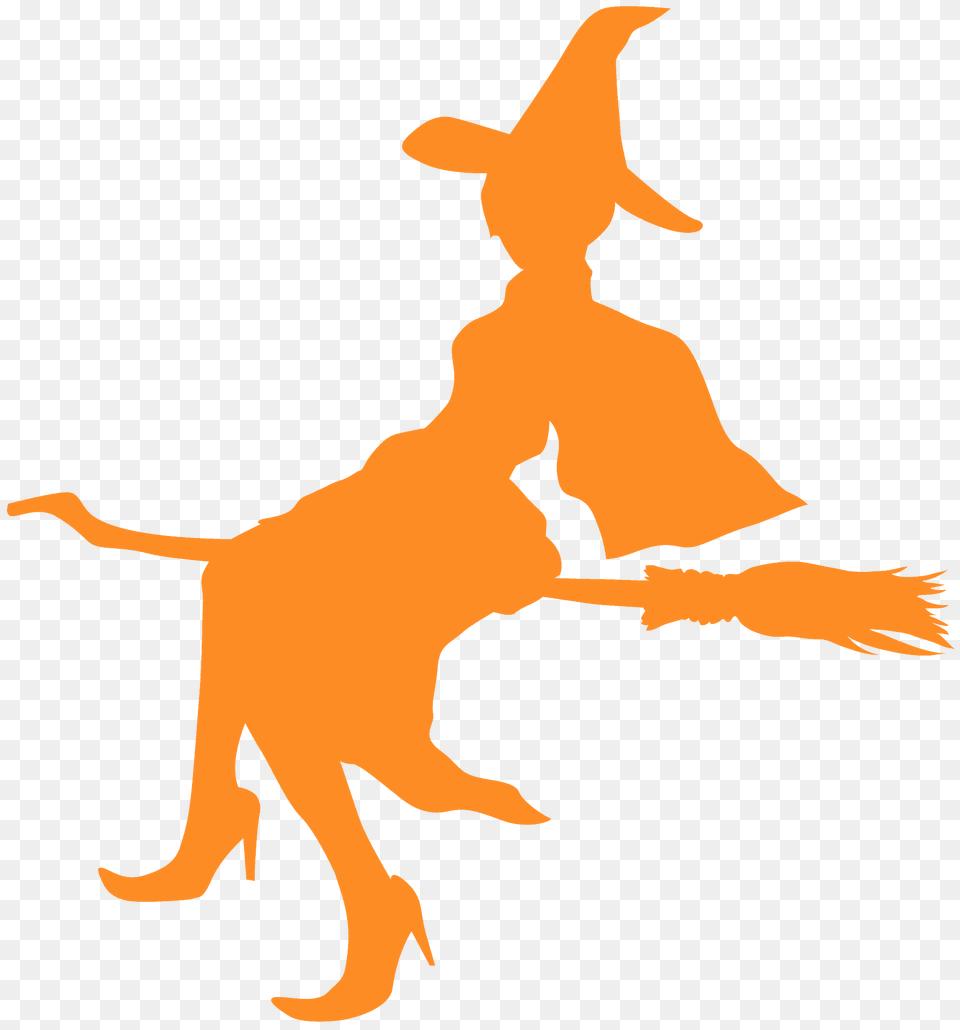 Witch On Broomstick Silhouette, Animal, Kangaroo, Mammal Png Image