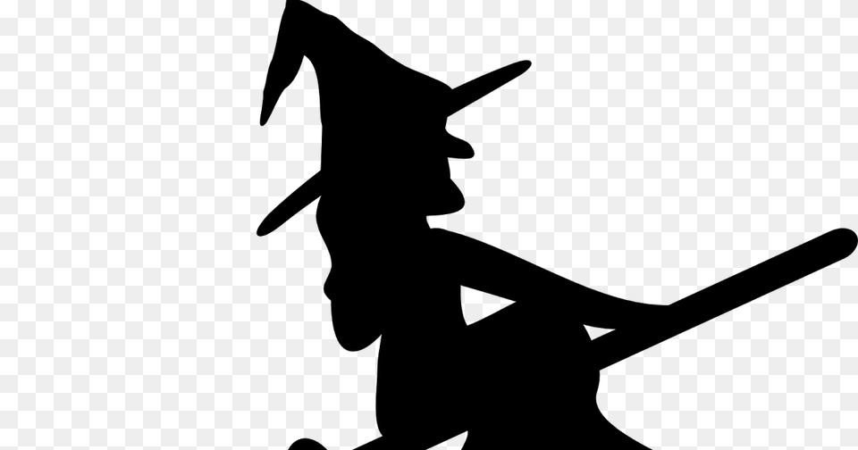 Witch Silhouette Pattern, Gray Png