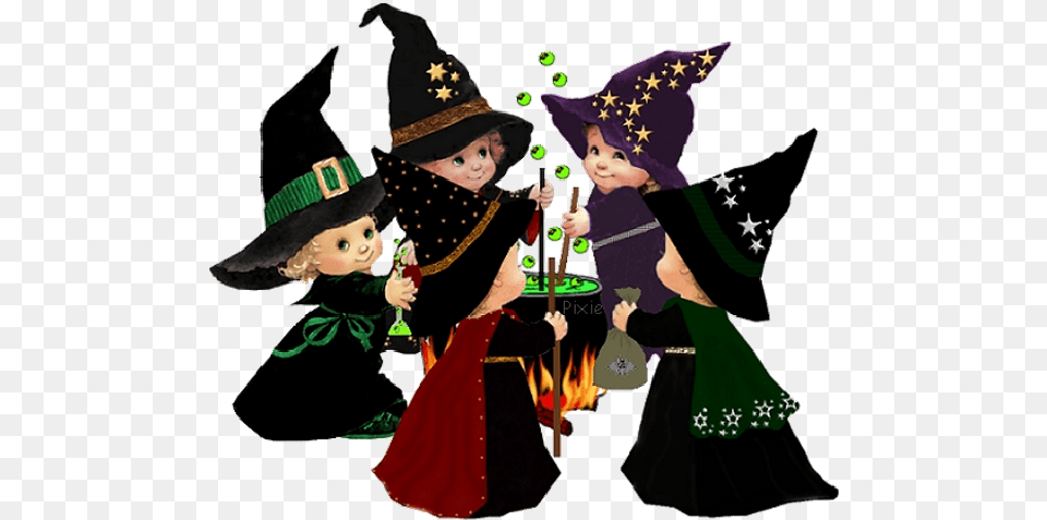 Witch With Black Cat Hat Witches Cute Halloween Witches, Clothing, Baby, Person, Face Free Transparent Png