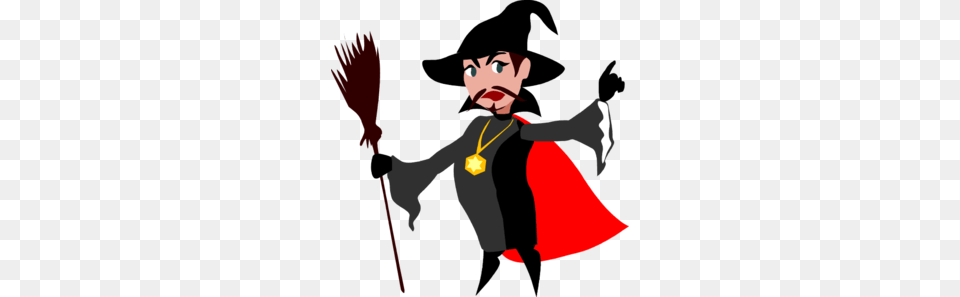 Witch With Broomstick Clip Art, Magician, Performer, Person, Face Png Image