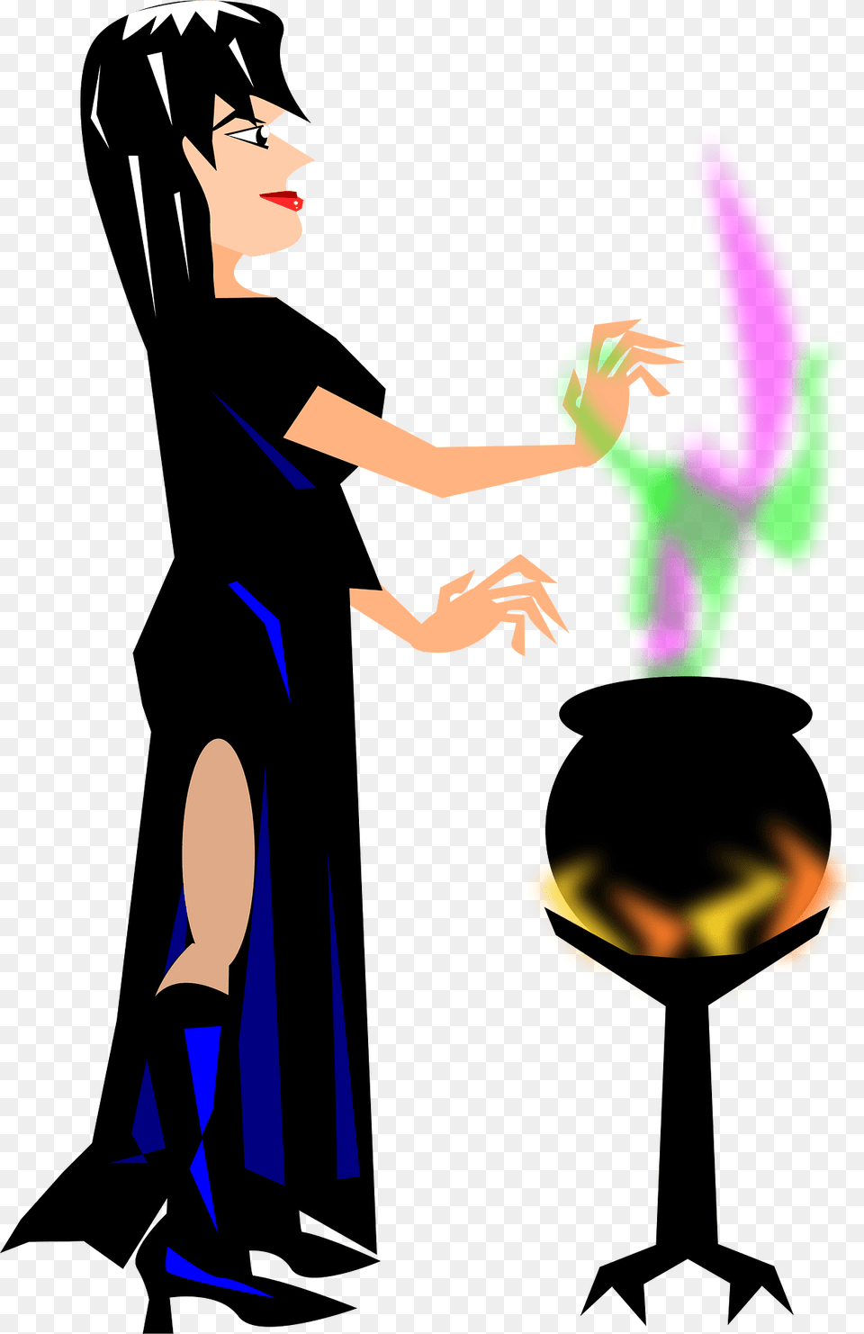 Witch With Cauldron Clipart, Adult, Female, Person, Woman Png Image