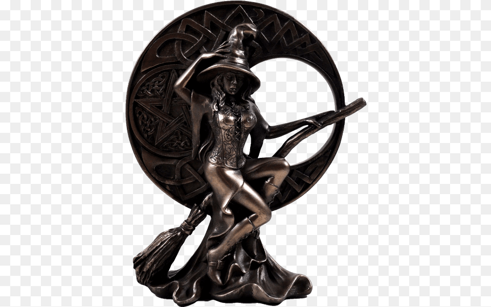Witch With Celtic Moon Cold Cast Bronze Sculpture Sculpture, Person, Figurine Free Png Download