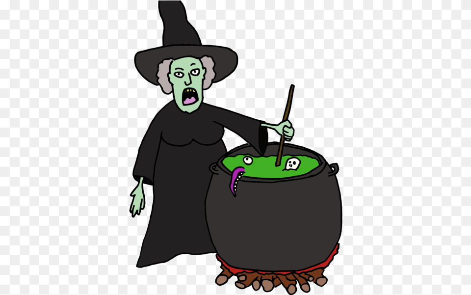 Witch With Text Complete Redbubble Design Drawing Cauldron Cartoon, Baby, Person, Face, Food Free Png Download