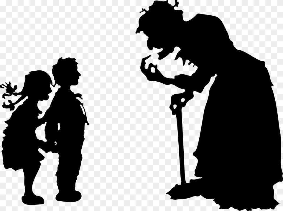 Witch Woman Silhouette Hansel Gretel Children Hansel And Gretel Shadow, Gray Free Transparent Png