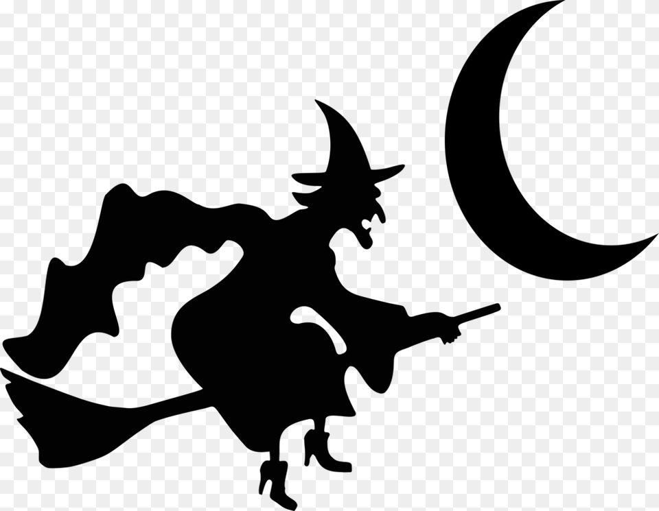 Witchcraft Witchs Broom Silhouette Halloween Free Png Download