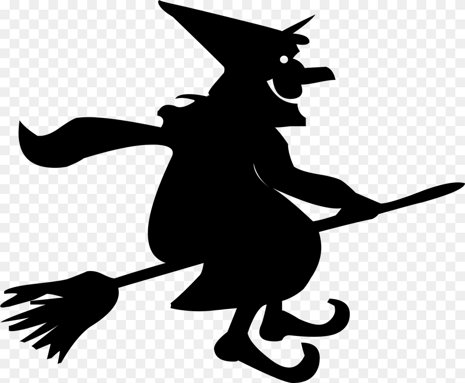 Witchs Broom Witchcraft Clip Art Witch On A Broomstick Clipart, Gray Png