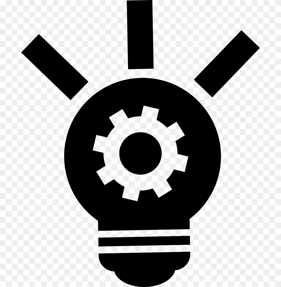 With A Inside Svg Light Bulb Gear Icon, Machine, Stencil, Bulldozer Png Image