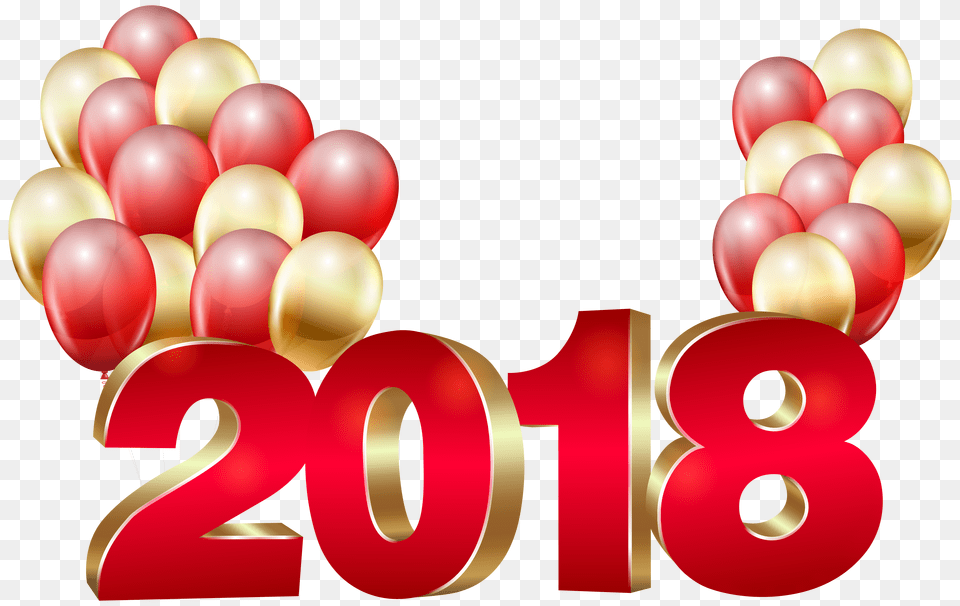 With Balloons Transparent Happy New 2018 Png Image