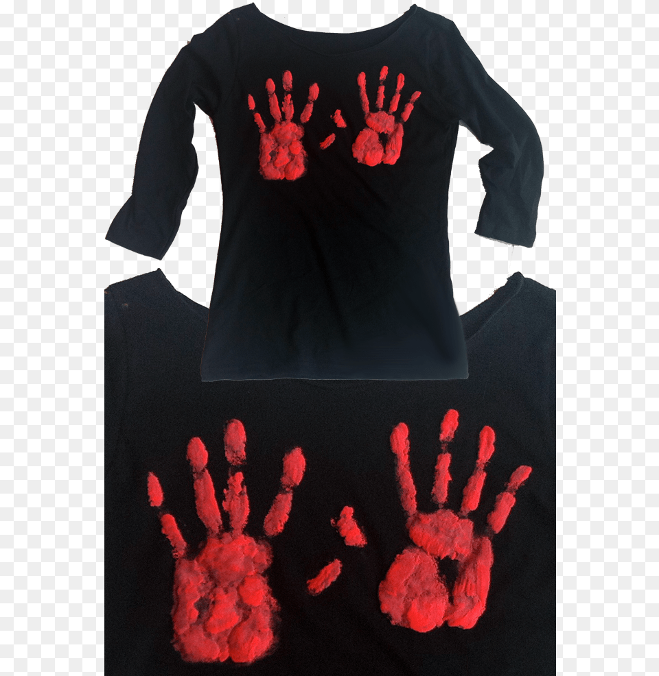 With Bloody Hands On The Front Shirt, T-shirt, Clothing, Sleeve, Long Sleeve Free Png