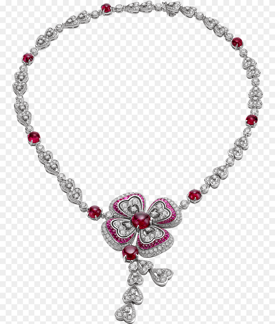 With Its Red Hued Flower Crowned By A Cabochon Ruby Necklace, Accessories, Jewelry, Diamond, Gemstone Png