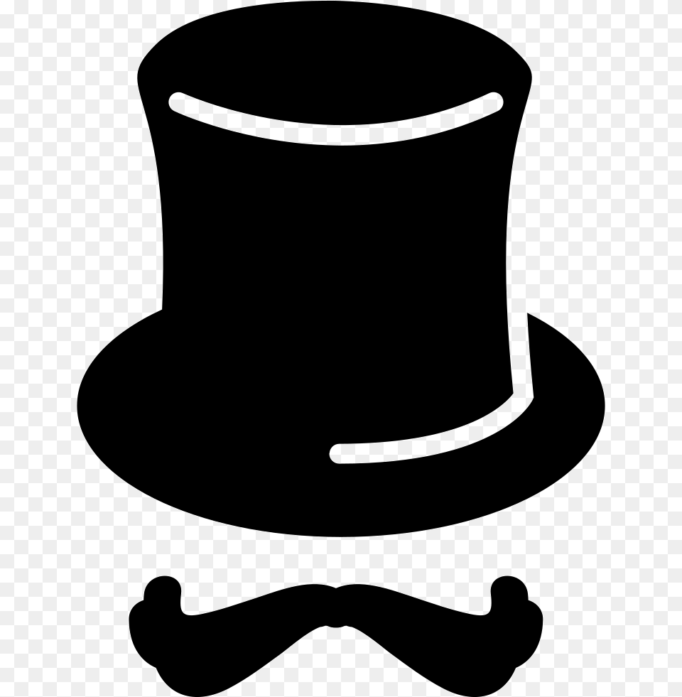 With Moustache Svg Top Hat Icon, Clothing, Stencil, Smoke Pipe Png Image