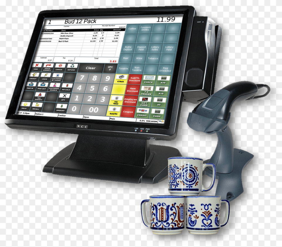 With Scanner And Thrift Items Storepos, Cup, Electronics, Computer, Hand-held Computer Free Transparent Png