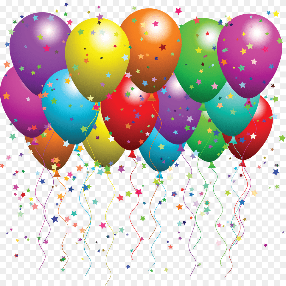 With Stars For Web Designing Clip Art Birthday Balloons, Balloon, Paper, Confetti Free Transparent Png