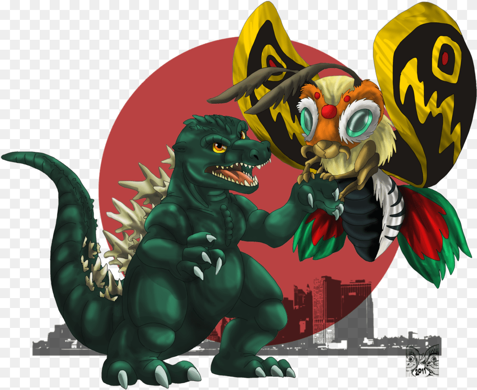 With Twists Turns Ideas Action Great Music And Chibi Godzilla And Mothra, Animal, Dinosaur, Reptile, Dragon Png Image