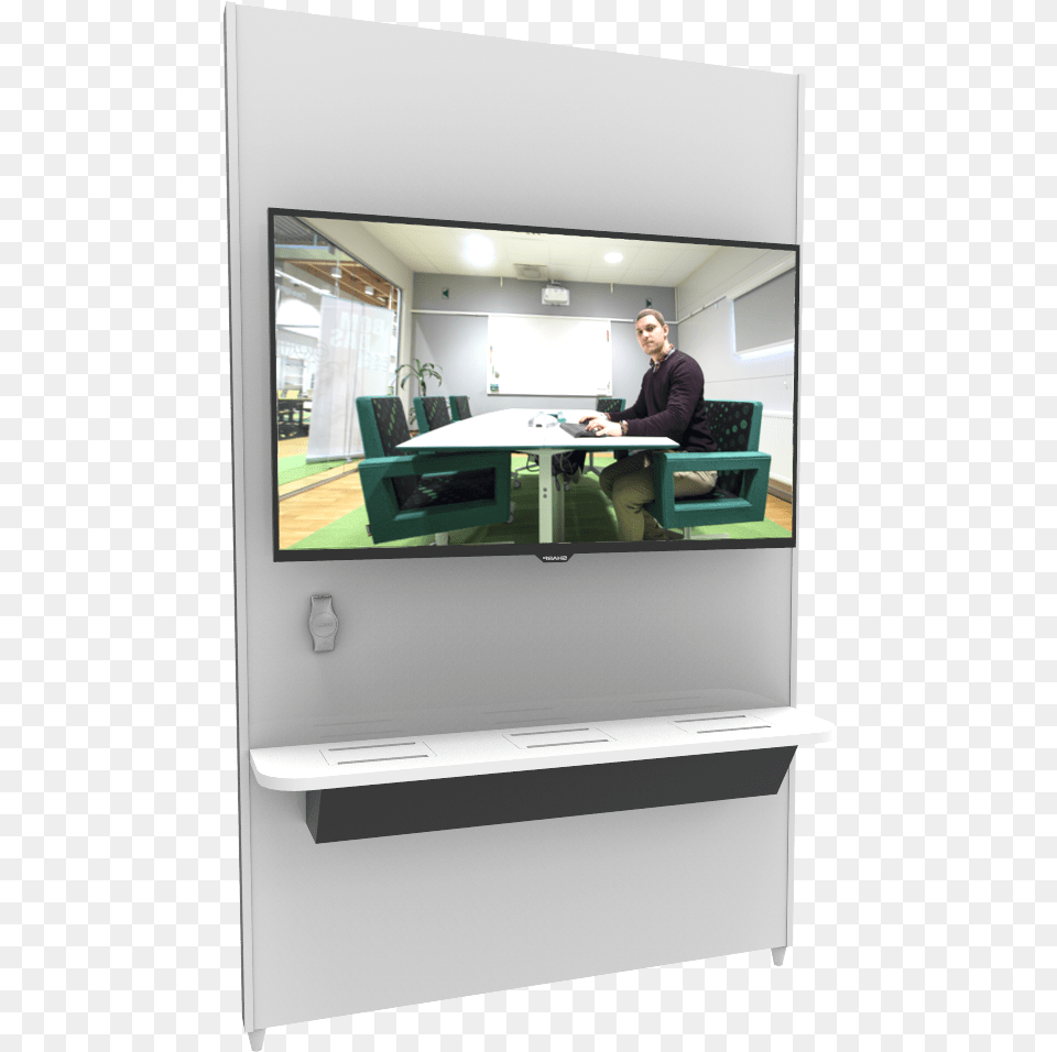With Whiteboard Led Tv And Connecto Shelf Television, Hardware, Table, Screen, Computer Hardware Free Png