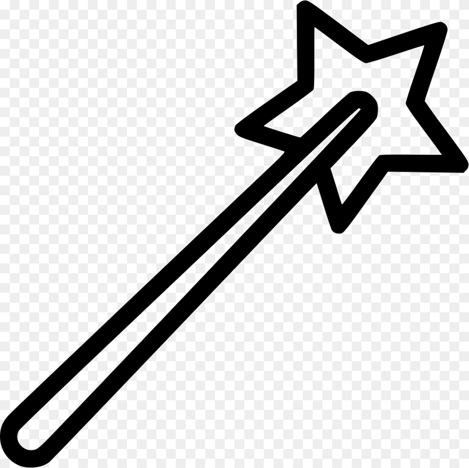 Wizard Magic Wand Stick Stars Tool Magic Wand Black And White Transparent Background, Weapon, Smoke Pipe Free Png Download