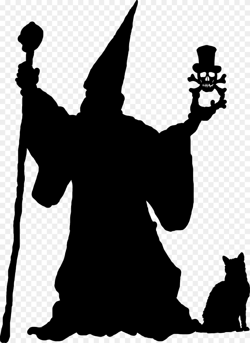 Wizard Silhouette, Gray Free Png