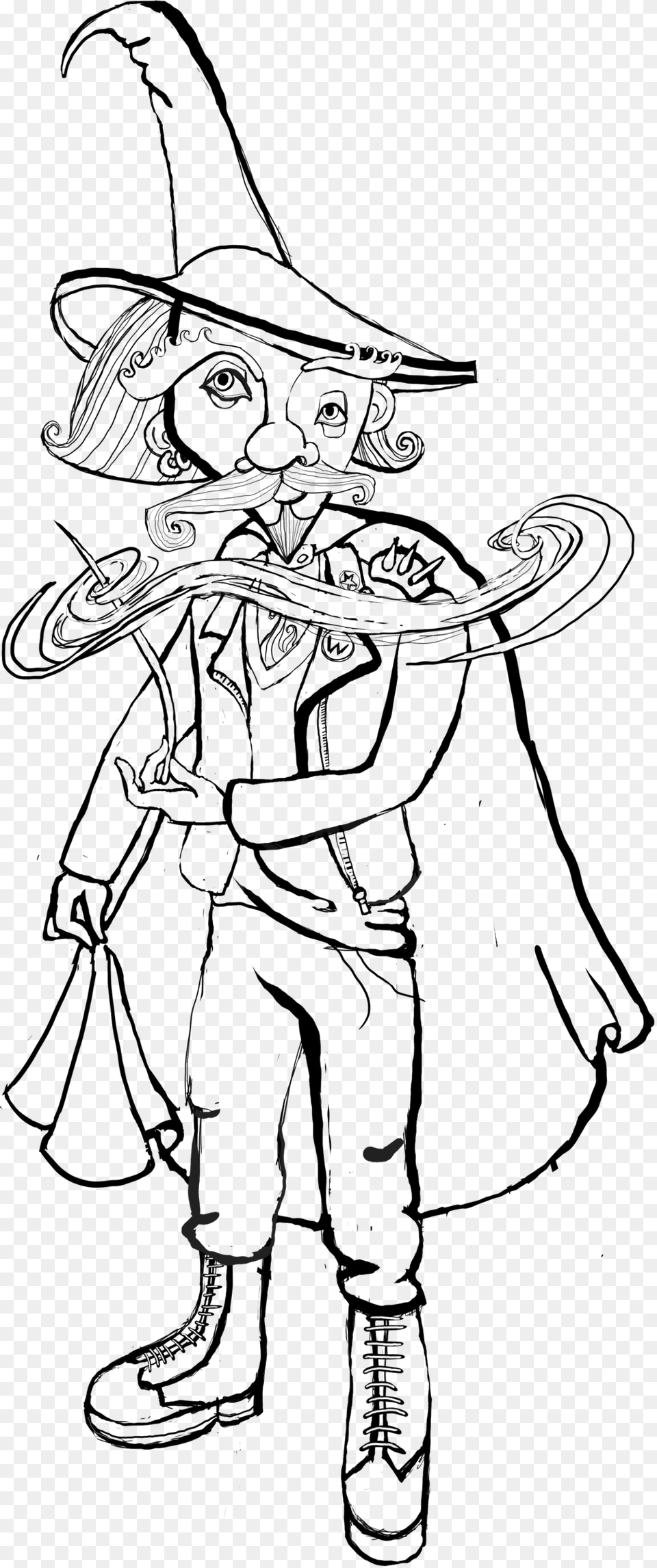Wizard With Wand Line Art, Person, Drawing Png Image