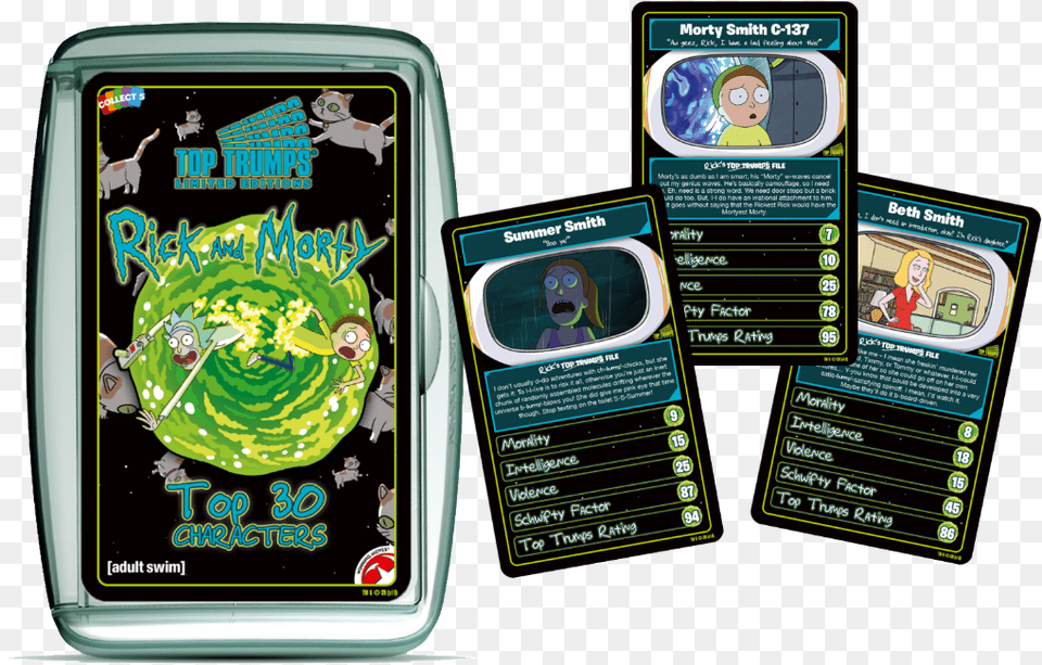 Wma Top Trumps Rick Amp Morty Rrp 10 Rick And Morty Top Trumps, Person, Electronics, Mobile Phone, Phone Png