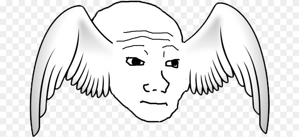 Wojak Feels Guy Memes Funny Internet Bird Wings Clipart, Baby, Person, Angel, Face Free Transparent Png