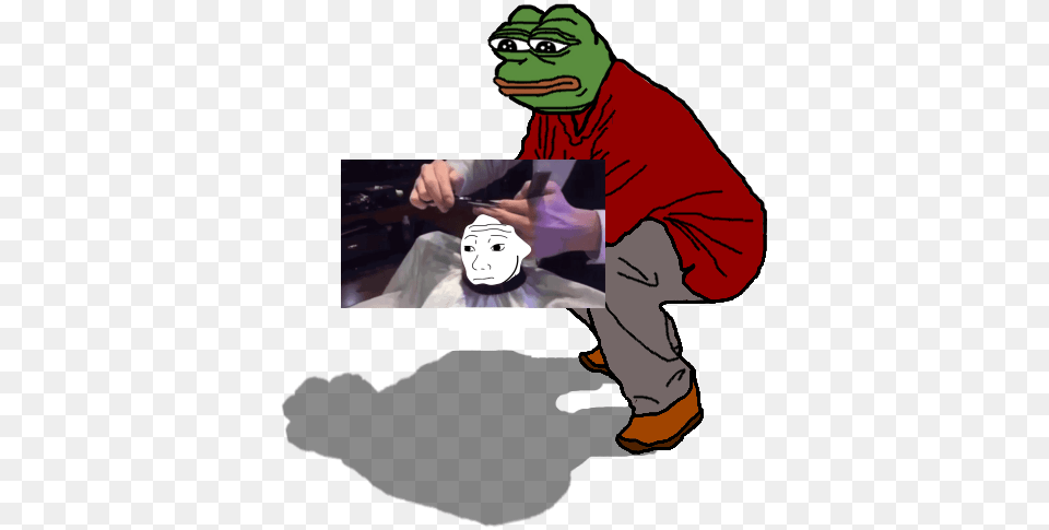 Wojak With Pepe The Barber Shidded And Farded And Camed, Adult, Male, Man, Person Png