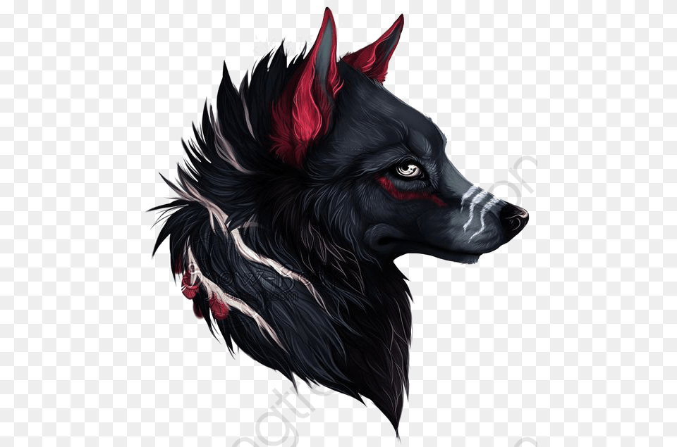 Wolf Avatar Black And Red Wolf, Animal, Mammal, Adult, Female Png Image