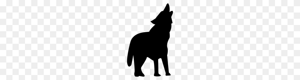 Wolf Barking Silhouette, Gray Png Image