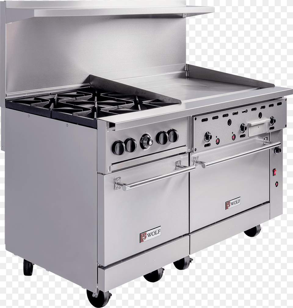 Wolf C60sc 4b24gtn Ranges Griddle Range Oven Medium Kitchen, Appliance, Device, Electrical Device, Gas Stove Png Image