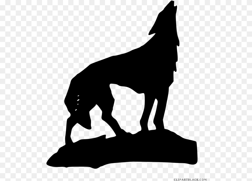 Wolf Clipart Black Background Vector Freeuse Hd Gray Howling Wolf Silhouette Free Png Download