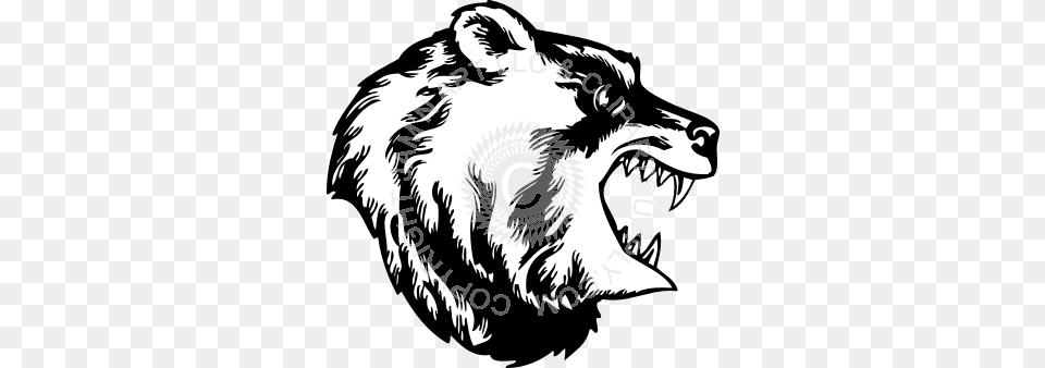 Wolf Clipart Open Mouth Bear Drawing From The Side, Animal, Mammal, Adult, Male Png