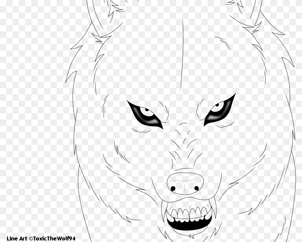 Wolf Face Drawing Line Art, Gray Free Png