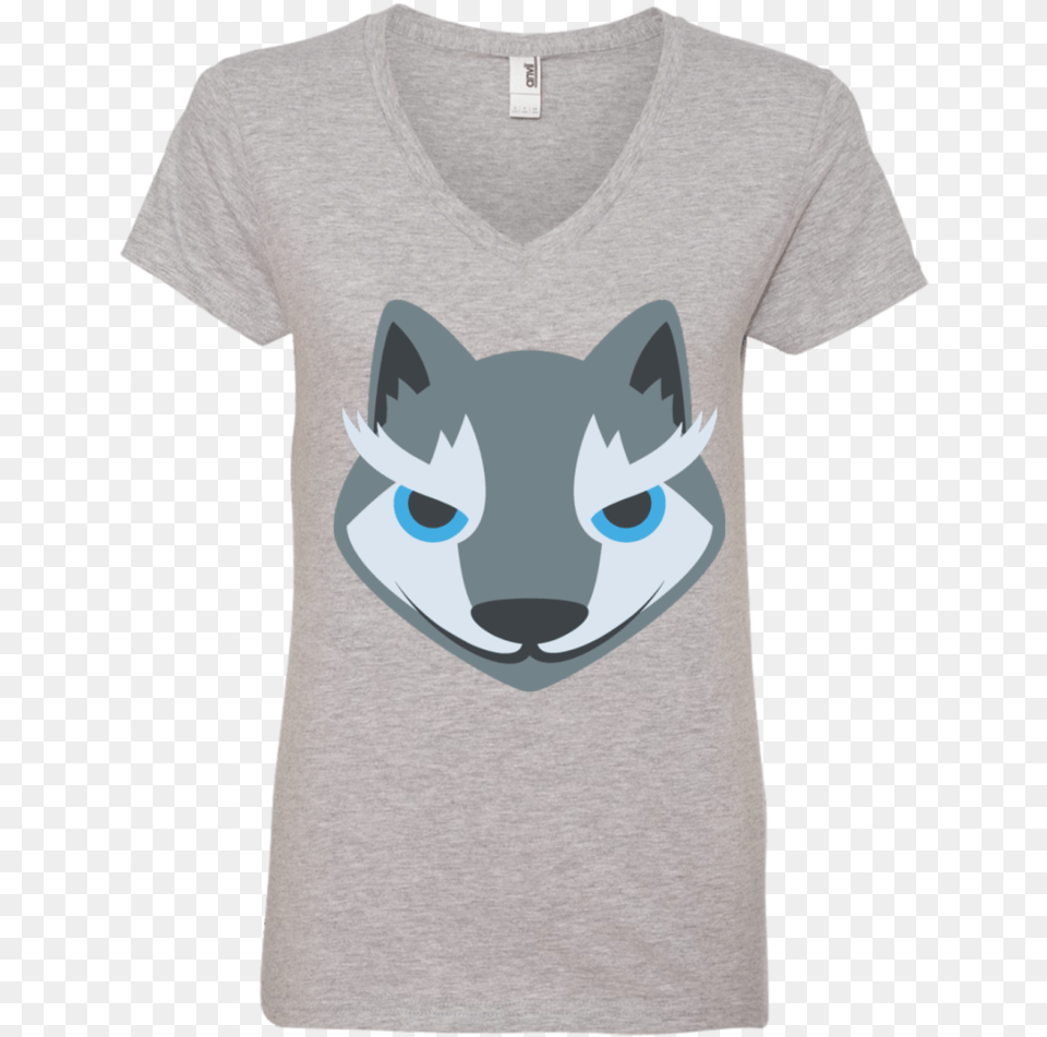 Wolf Face Emoji Ladies Fan Shirts For Volleyball, Clothing, T-shirt, Shirt Png