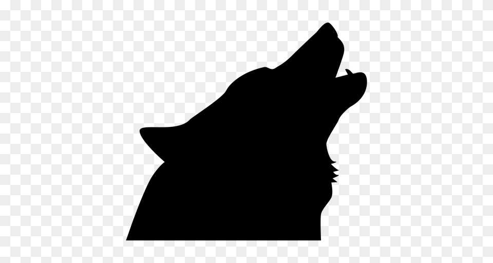 Wolf Head Howling Silhouette, Gray Png Image