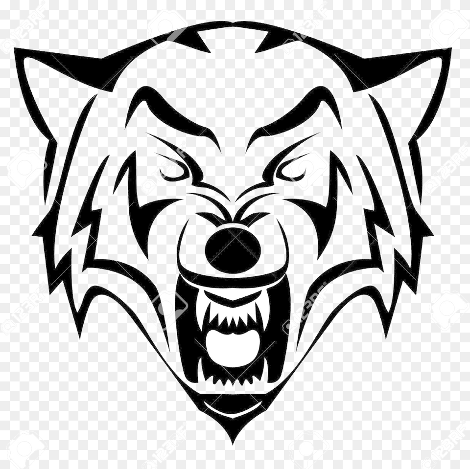 Wolf Head Outline Best On Transparent Animal Head Tattoo, Art, Accessories, Person, Face Free Png Download