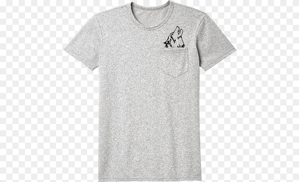 Wolf Heather Grey Pocket T Shirt Left Chest Black Print Wolf Pocket T Shirt, Clothing, T-shirt Free Png