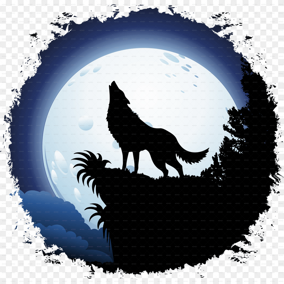Wolf Howling, Outdoors, Night, Nature, Animal Png Image