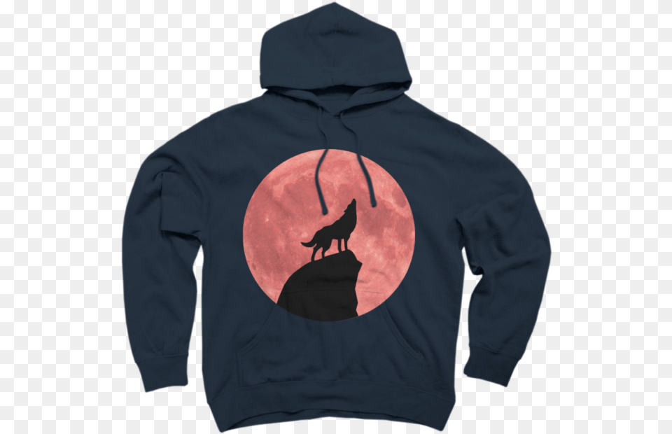Wolf Howling At A Blood Moon Tea Hoodie, Clothing, Knitwear, Sweater, Sweatshirt Free Png Download