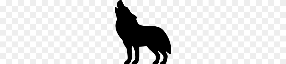 Wolf Howling Silhouette, Gray Png Image