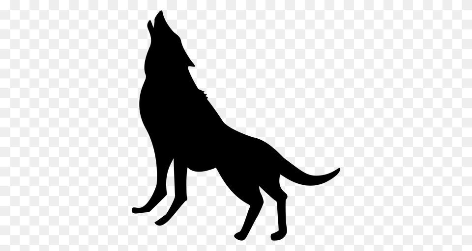 Wolf Howling Silhouette, Gray Free Png