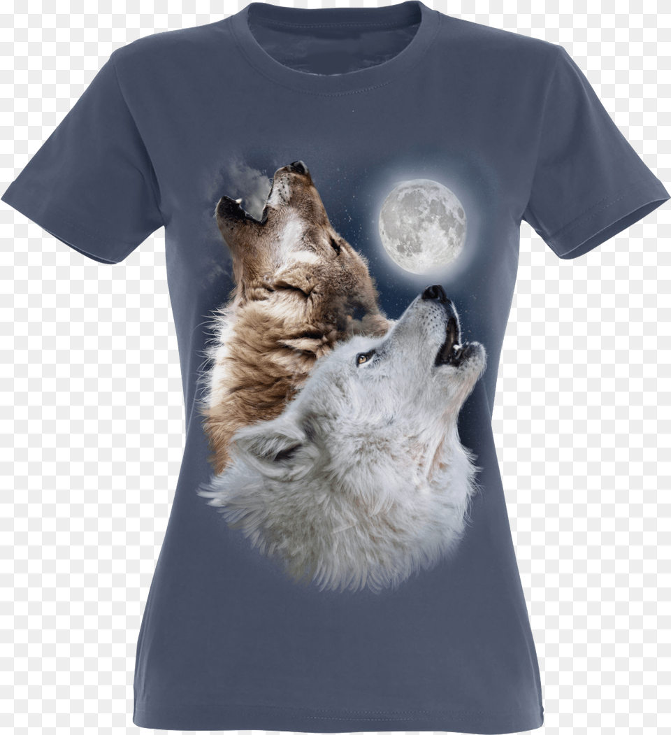 Wolf Howling T Shirt Women Paw, Clothing, T-shirt, Animal, White Dog Png