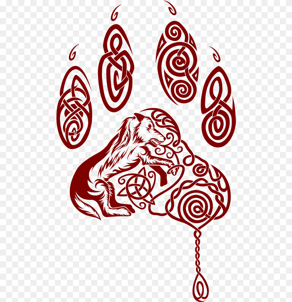Wolf Paw Celtic Dog Paw Tattoo, Mountain, Nature, Outdoors, Pattern Free Png Download