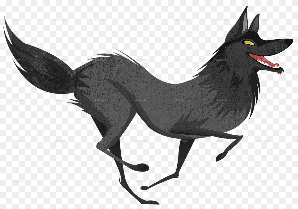 Wolf Running Design, Animal, Mammal, Coyote, Smoke Pipe Png Image