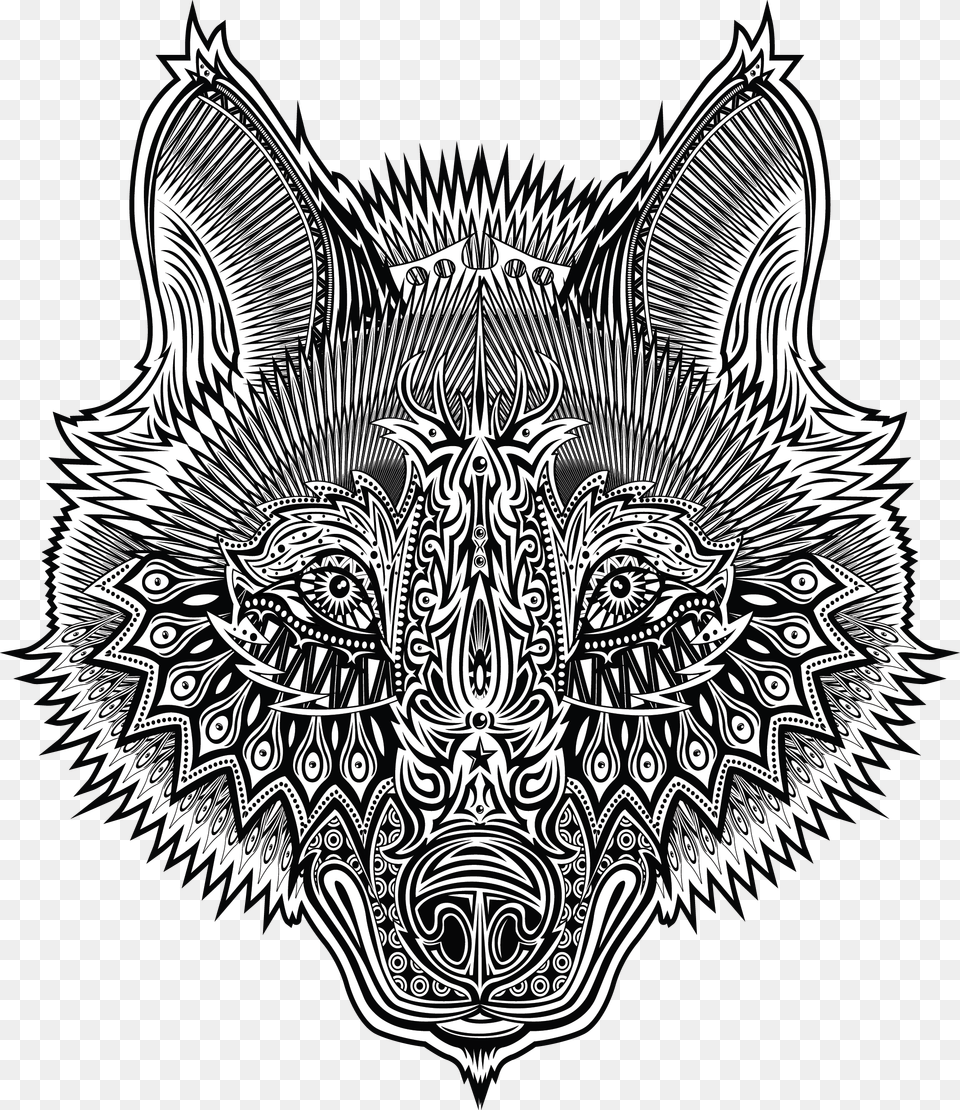 Wolf Star Mandala Tete D Animaux, Art, Doodle, Drawing Free Png