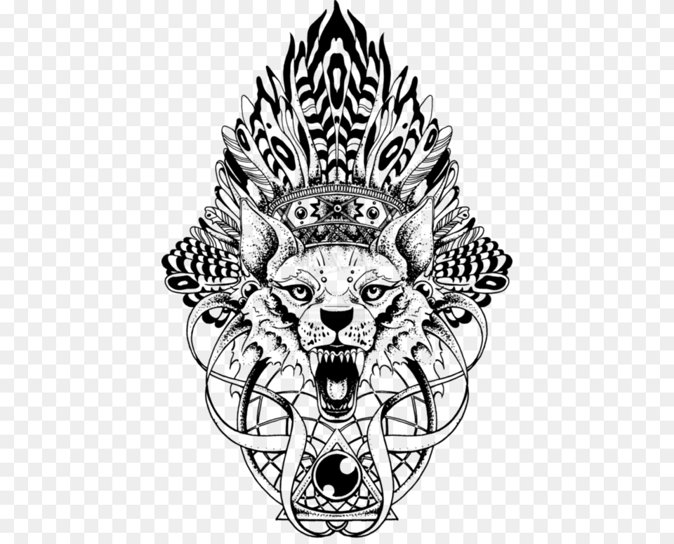 Wolf Totem Pole Tat Arte Art Wolf Totem Tattoo Design, Emblem, Symbol, Chandelier, Lamp Png