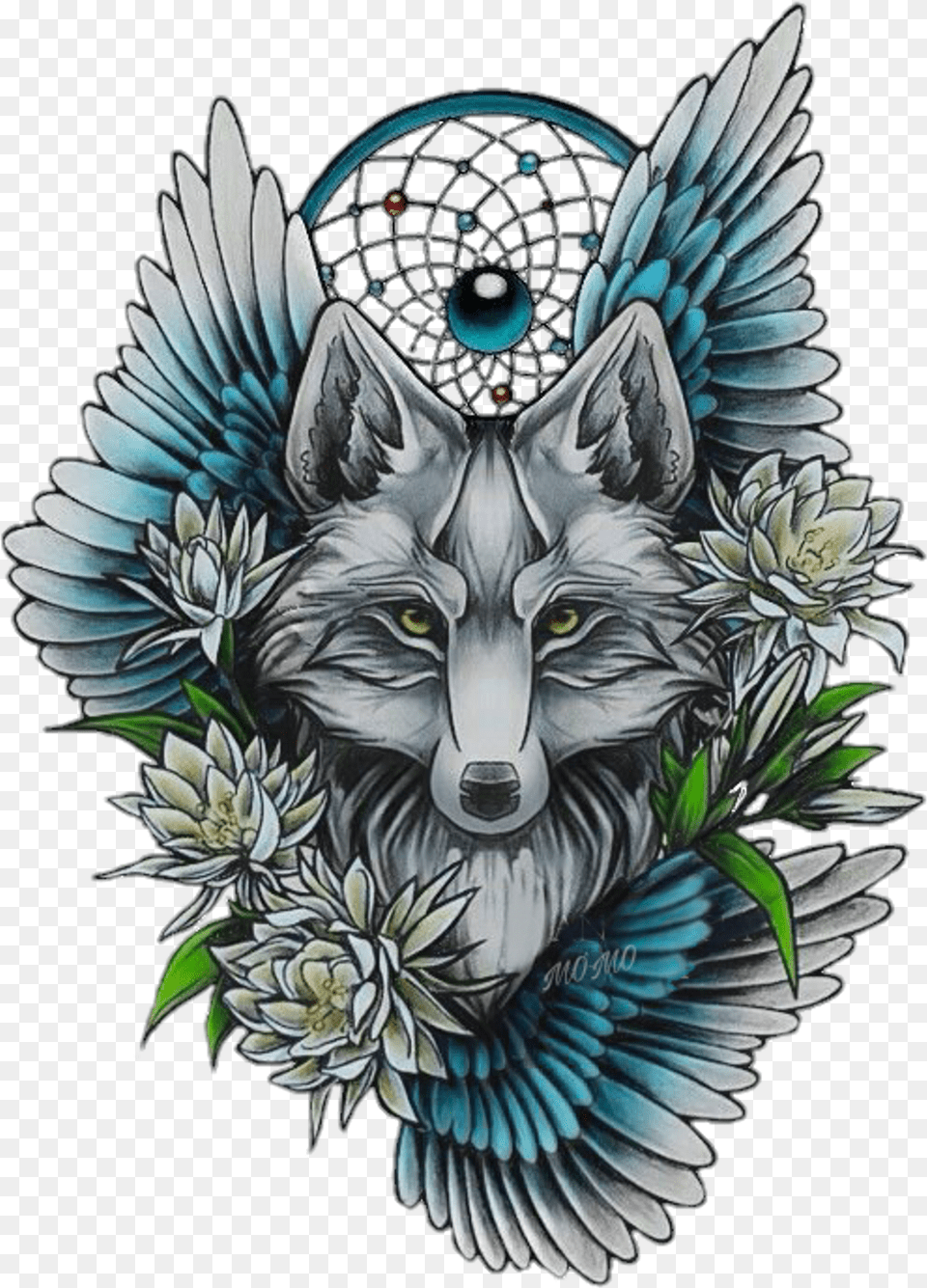 Wolf With Flowers Tattoo Hd Tattoo Artist Sketch, Art, Plant, Animal, Mammal Free Png Download