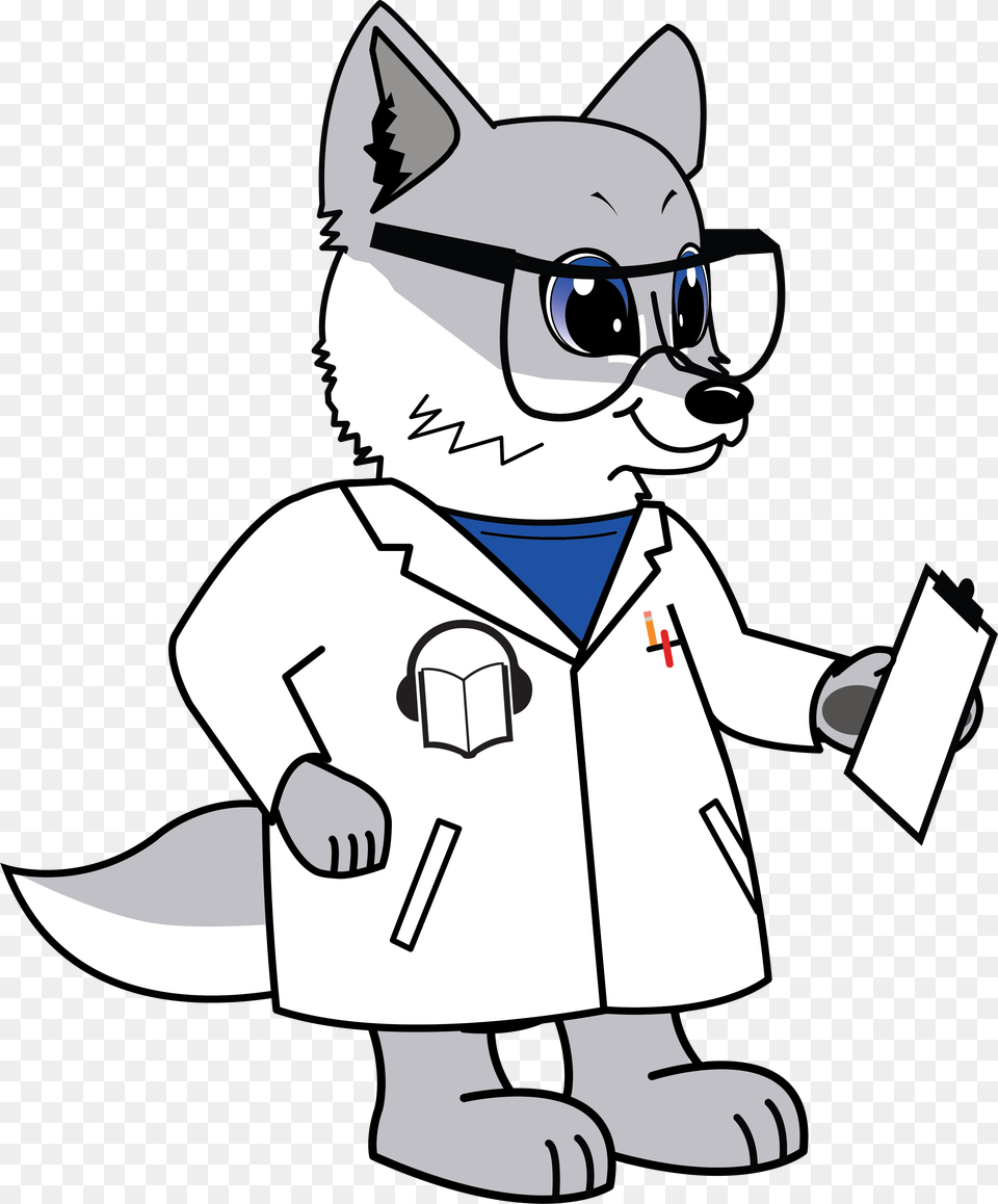 Wolfie Wearing A White Lab Coat Safety Glasses And, Clothing, Baby, Person Free Png Download